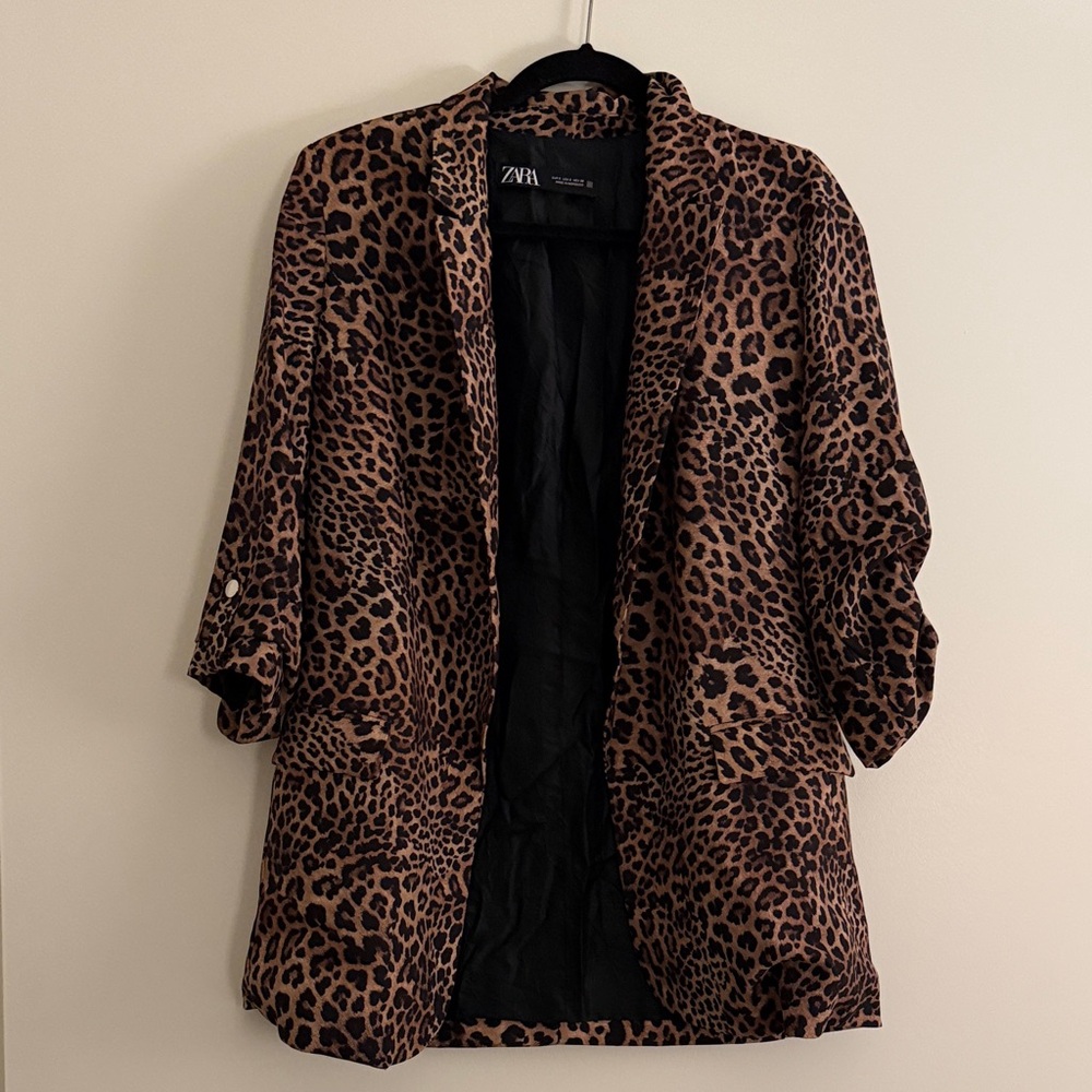 Zara Leopard Print Women's Oversized Blazer
